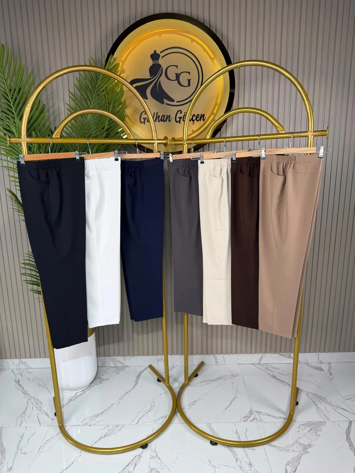 Beli Lastikli Double Krep Kumaş Dar Paça Pantolon