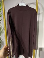 3710 Kolu Fermuar Detaylı Merserize Tunik