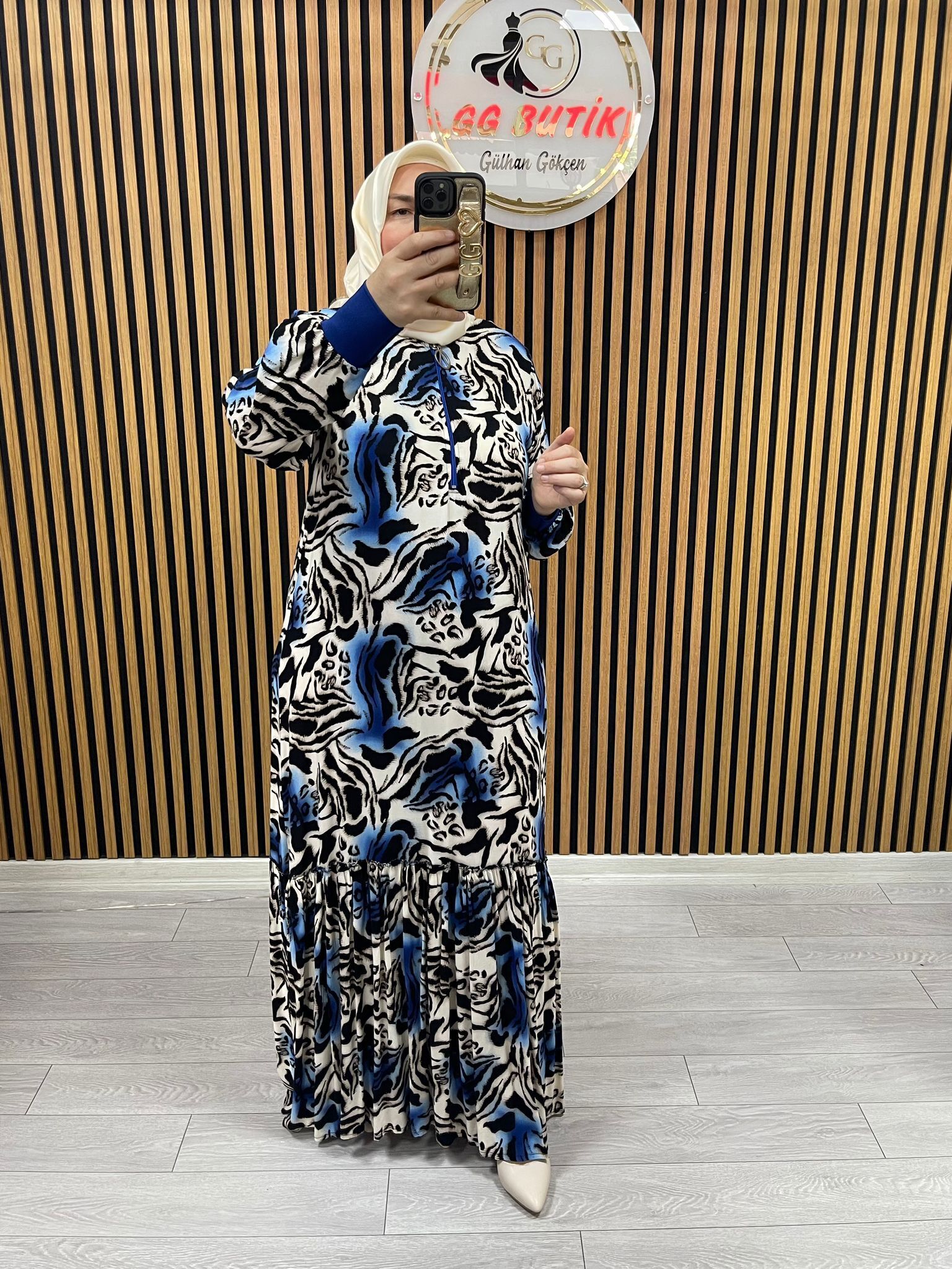 Ayşe Akay Zebra Desenli Elbise