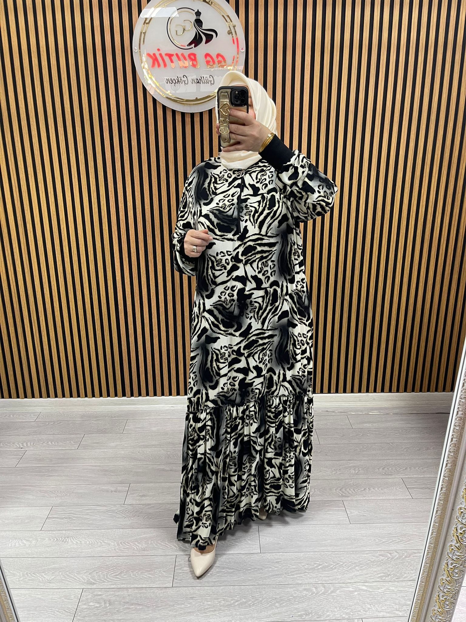 Ayşe Akay Zebra Desenli Elbise