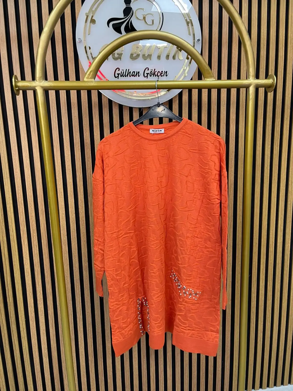 3708 Cebi İnci Detaylı Merserize Tunik