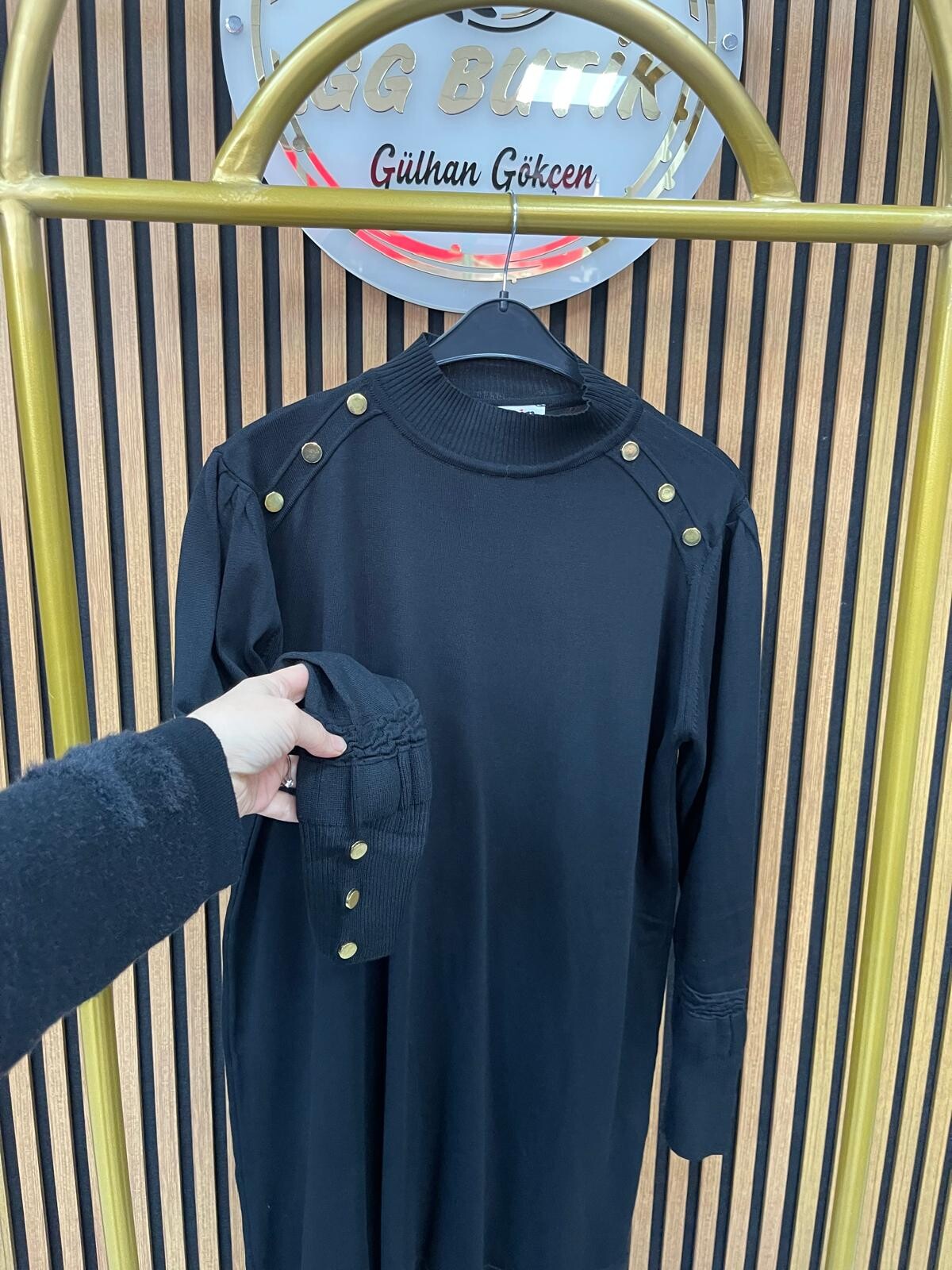 3715 Omzu Gold Taşlı Merserize Tunik