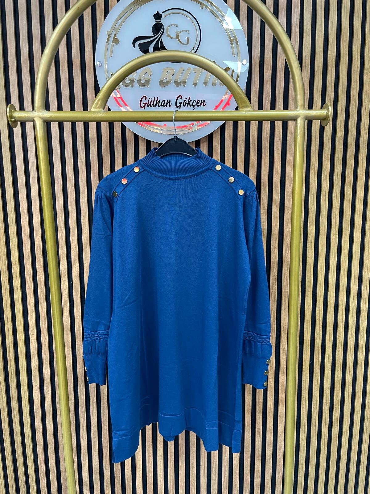 3715 Omzu Gold Taşlı Merserize Tunik