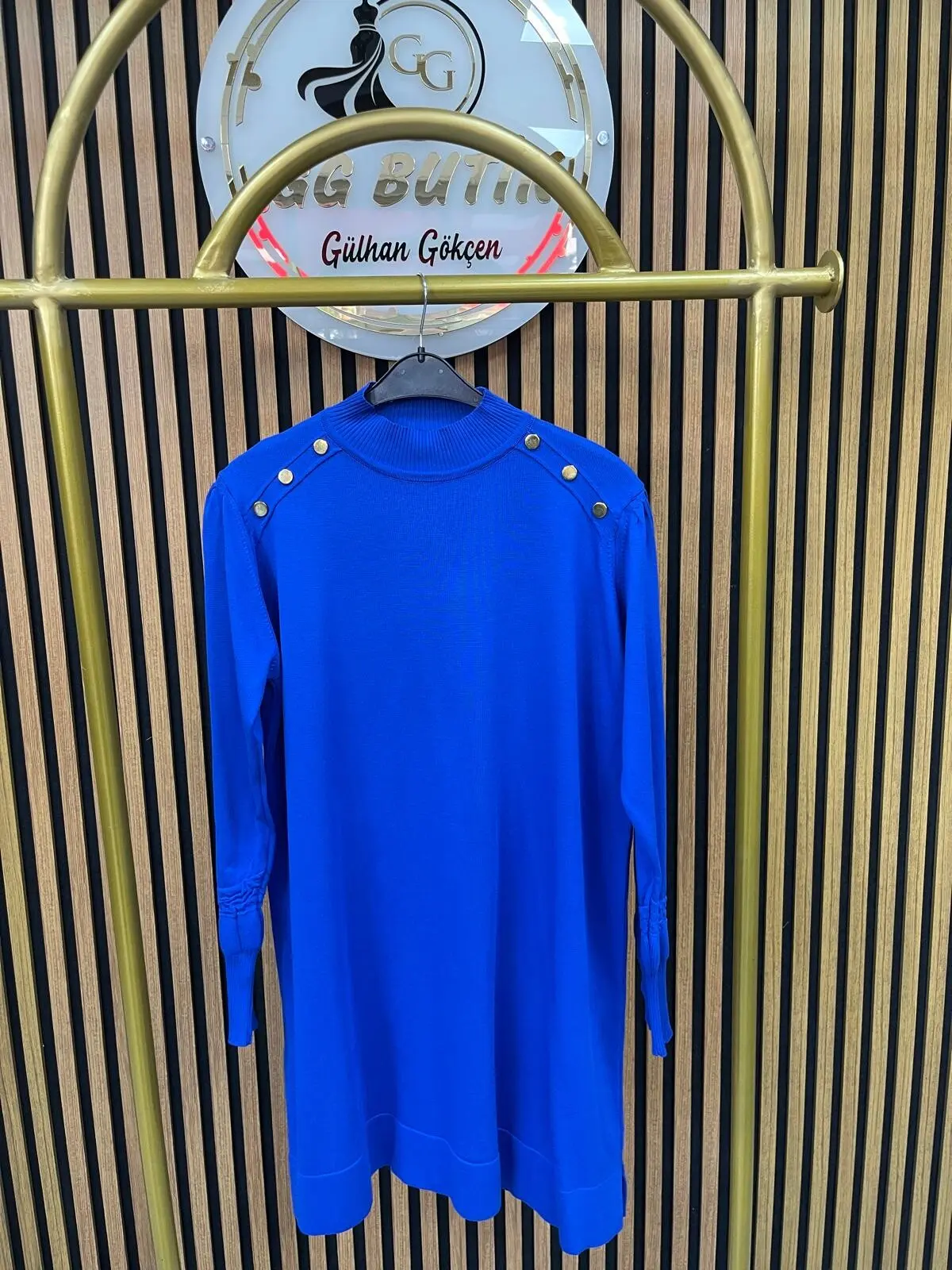 3715 Omzu Gold Taşlı Merserize Tunik