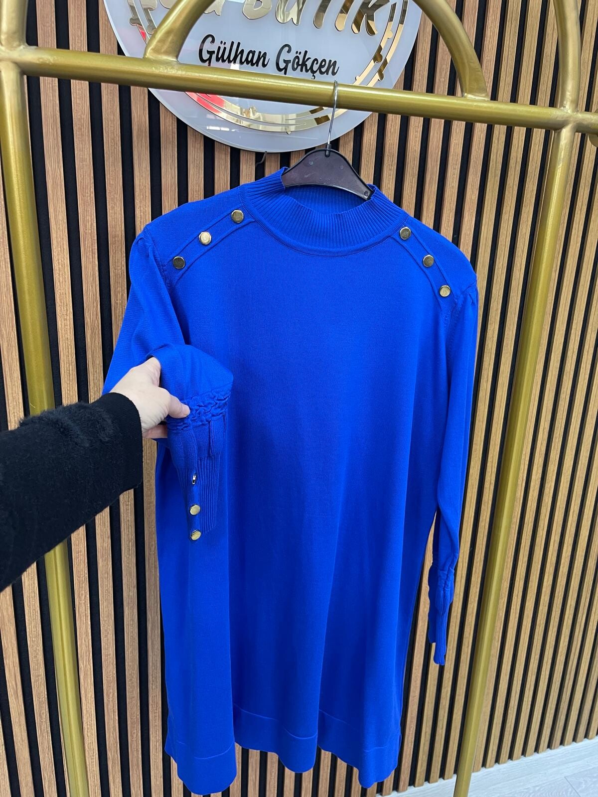 3715 Omzu Gold Taşlı Merserize Tunik