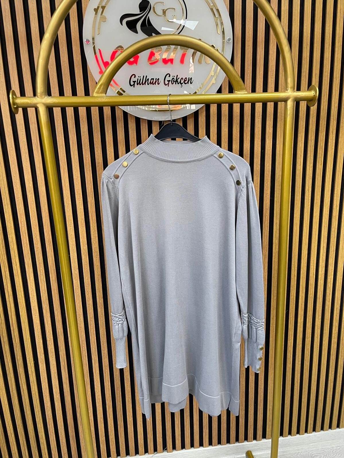 3715 Omzu Gold Taşlı Merserize Tunik