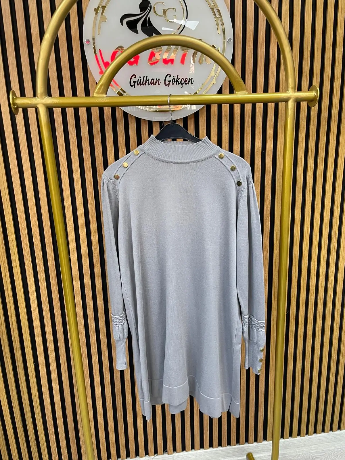 3715 Omzu Gold Taşlı Merserize Tunik