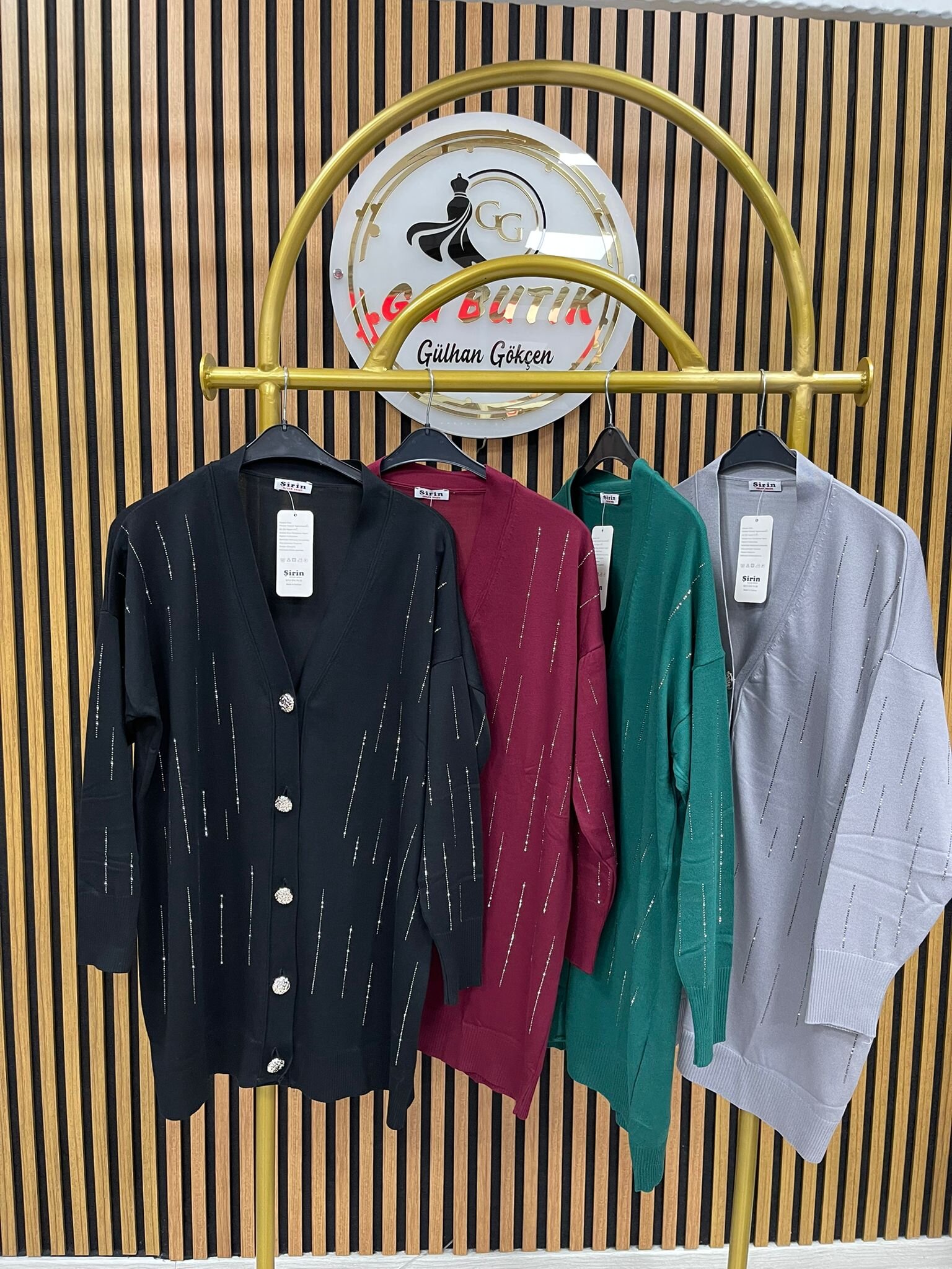 5109 Taş Detaylı Merserize Kısa Hırka