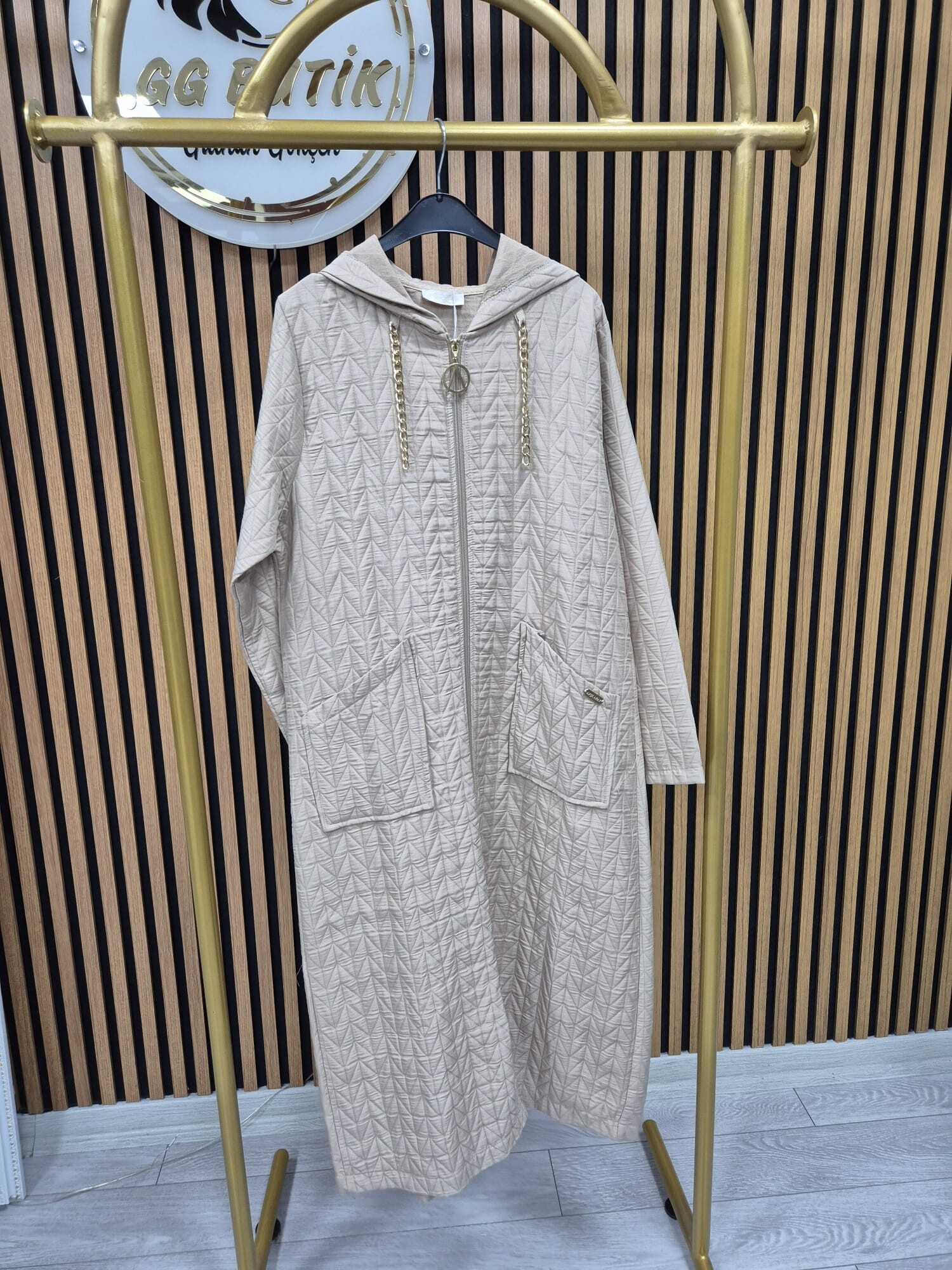 Kapşonlu Fermuarlı Trenç Kaban