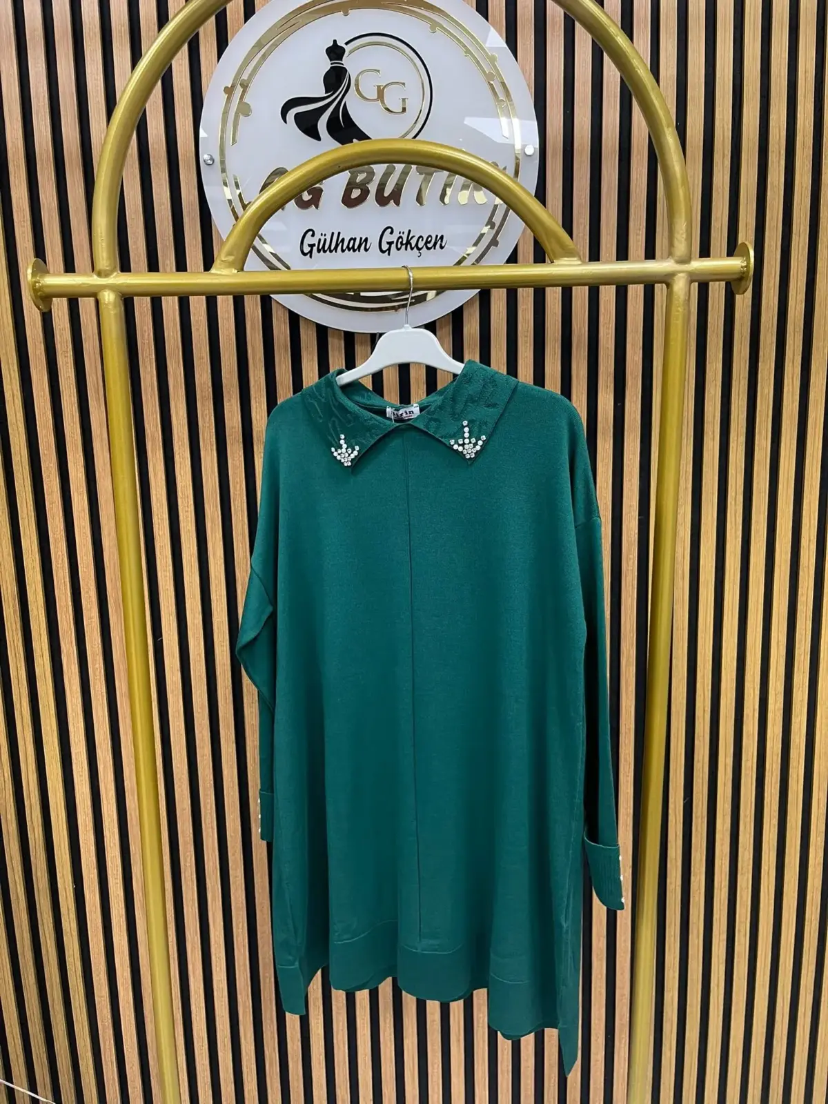 5118 Yakası İncili Merserize Tunik