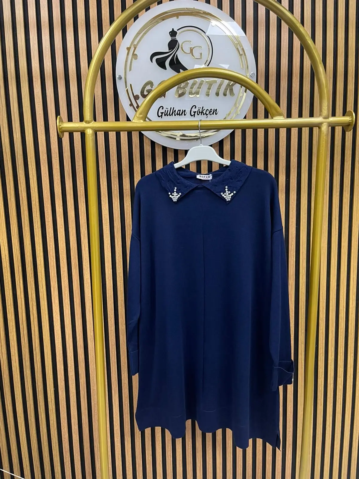 5118 Yakası İncili Merserize Tunik