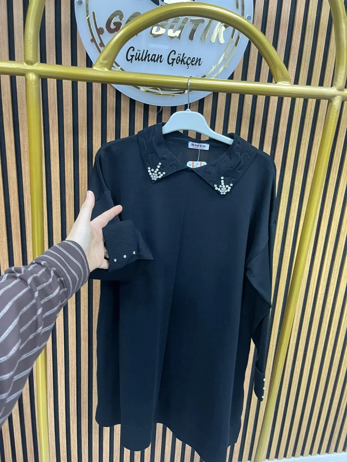 5118 Yakası İncili Merserize Tunik