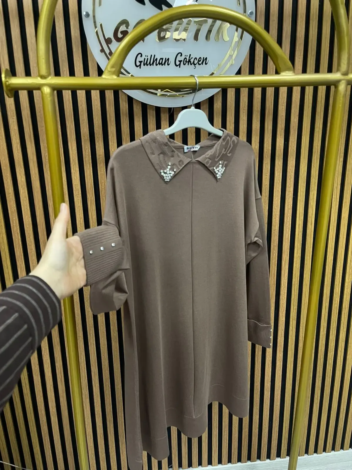 5118 Yakası İncili Merserize Tunik