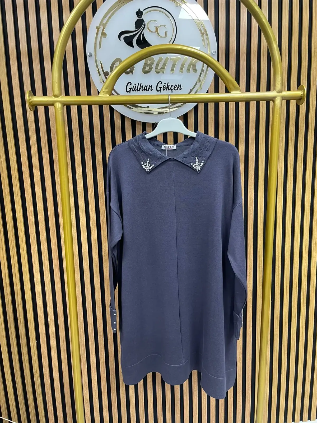 5118 Yakası İncili Merserize Tunik