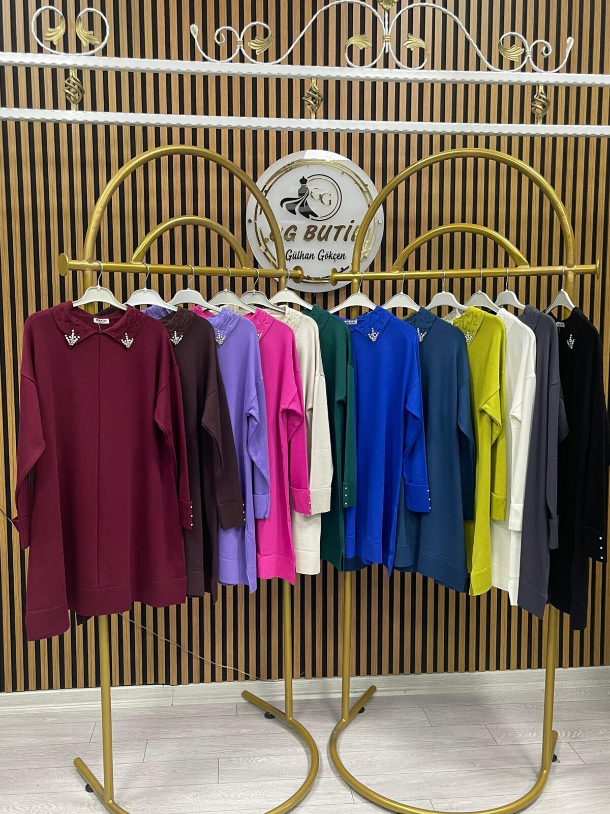 5118 Yakası İncili Merserize Tunik