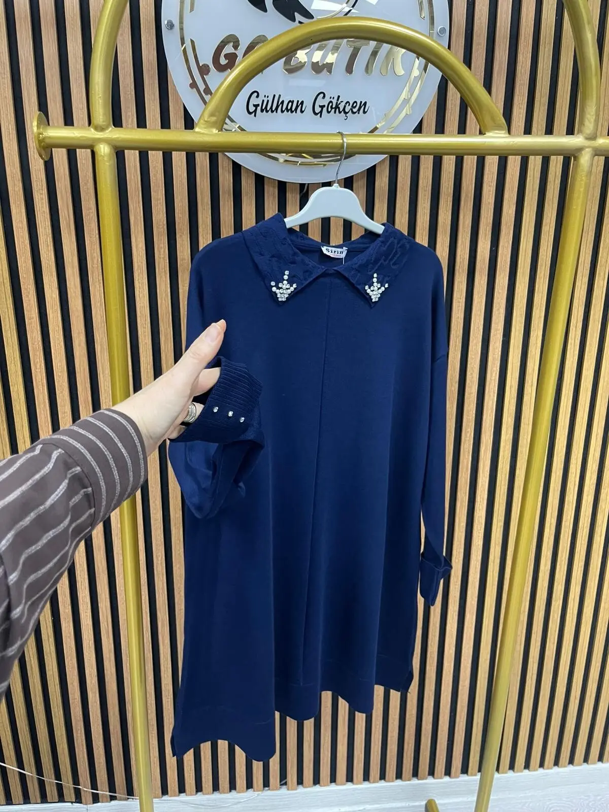 5118 Yakası İncili Merserize Tunik