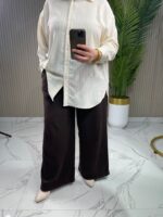 27268 İkoll pamuklu Dokuma Çizgili Kadın Gömlek