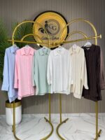 27268 İkoll pamuklu Dokuma Çizgili Kadın Gömlek