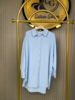 27268 İkoll pamuklu Dokuma Çizgili Kadın Gömlek