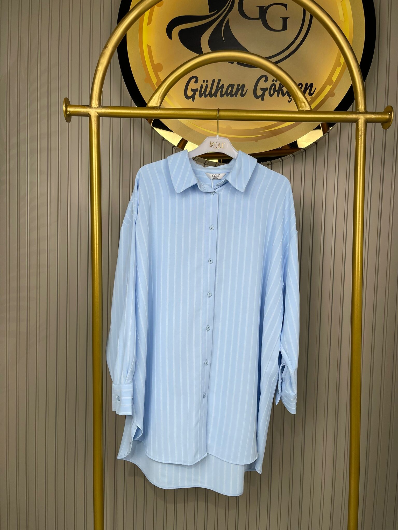 27268 İkoll pamuklu Dokuma Çizgili Kadın Gömlek