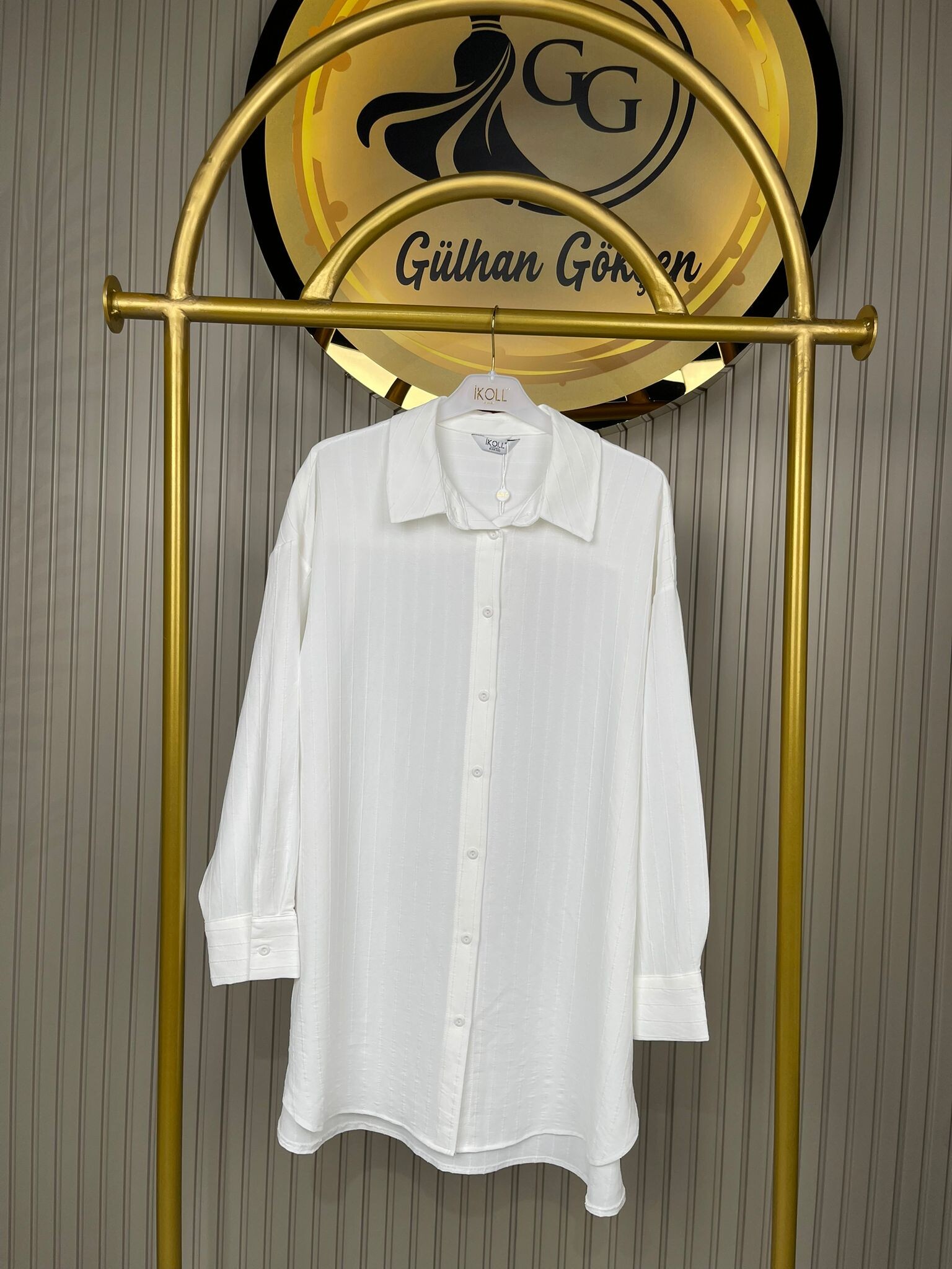 27268 İkoll pamuklu Dokuma Çizgili Kadın Gömlek