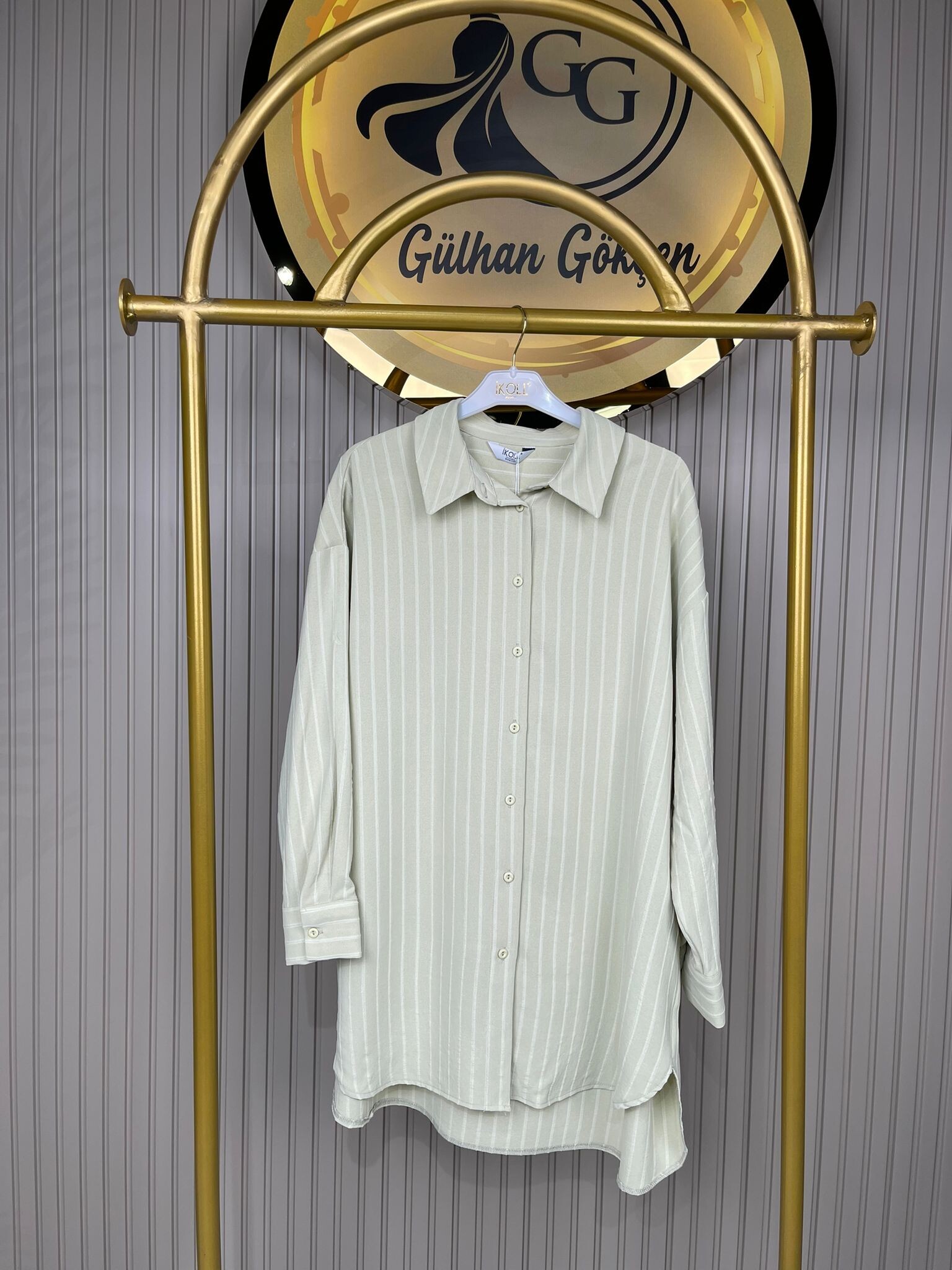 27268 İkoll pamuklu Dokuma Çizgili Kadın Gömlek