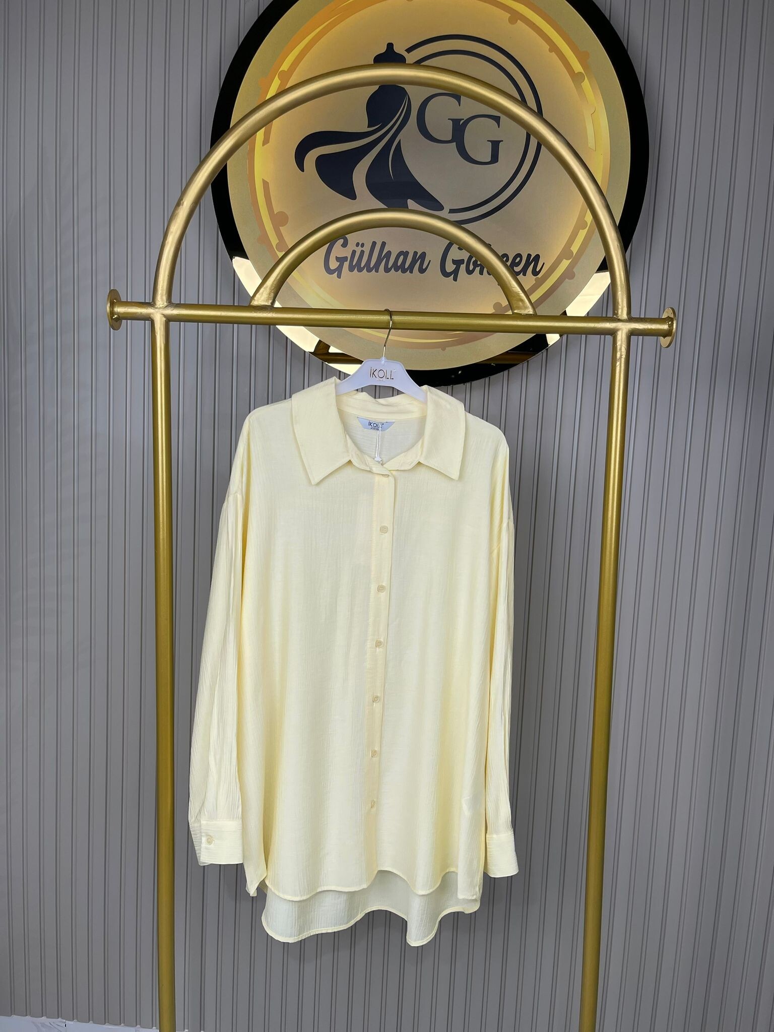 27268 İkoll pamuklu Dokuma Çizgili Kadın Gömlek