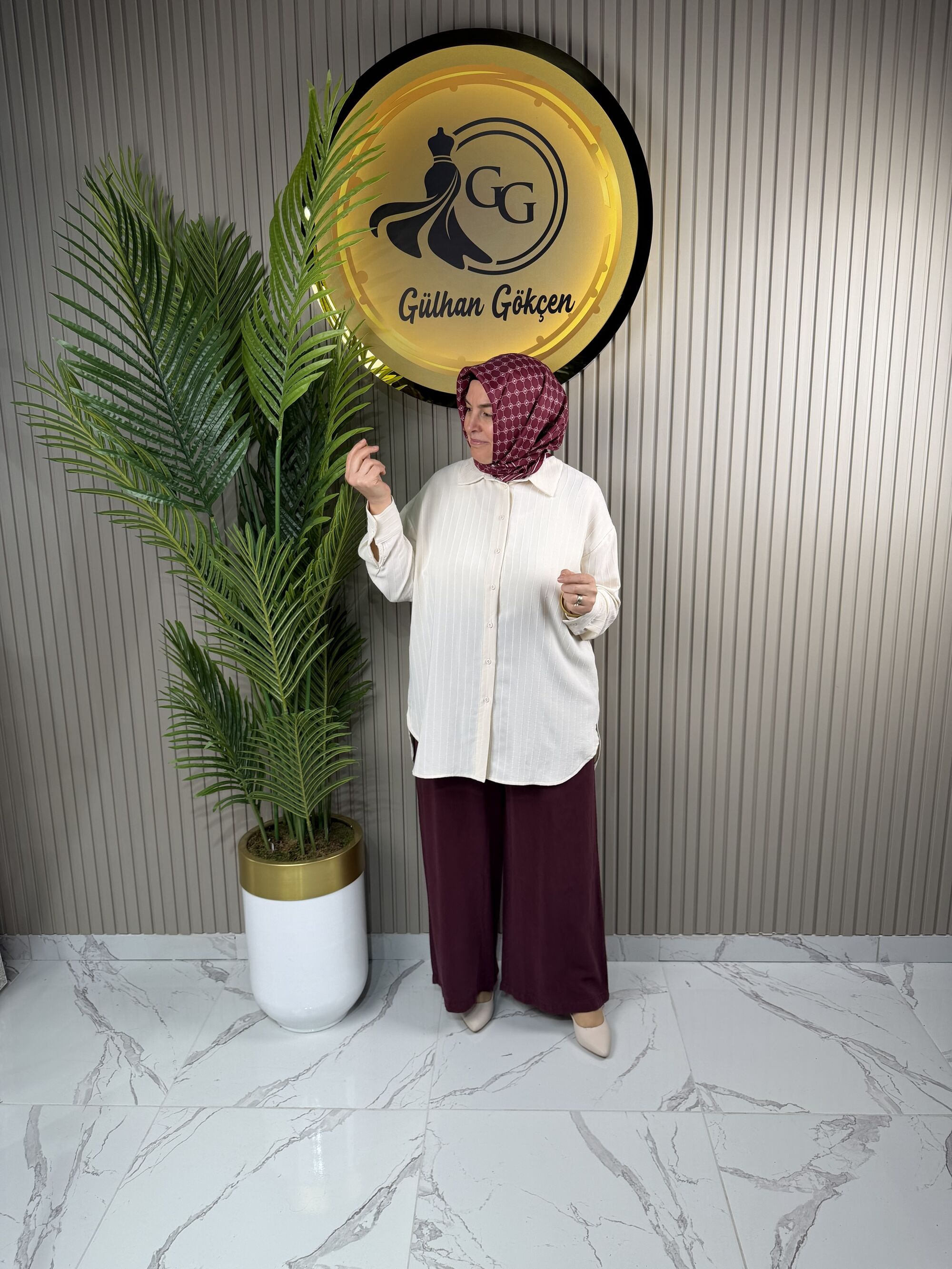 27268 İkoll pamuklu Dokuma Çizgili Kadın Gömlek