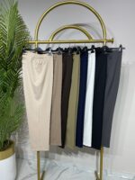 Beli Lastikli Double Krep Kumaş Dar Paça Pantolon