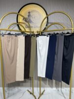 Beli Lastikli Double Krep Kumaş Dar Paça Pantolon