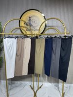 Beli Lastikli Double Krep Kumaş Dar Paça Pantolon