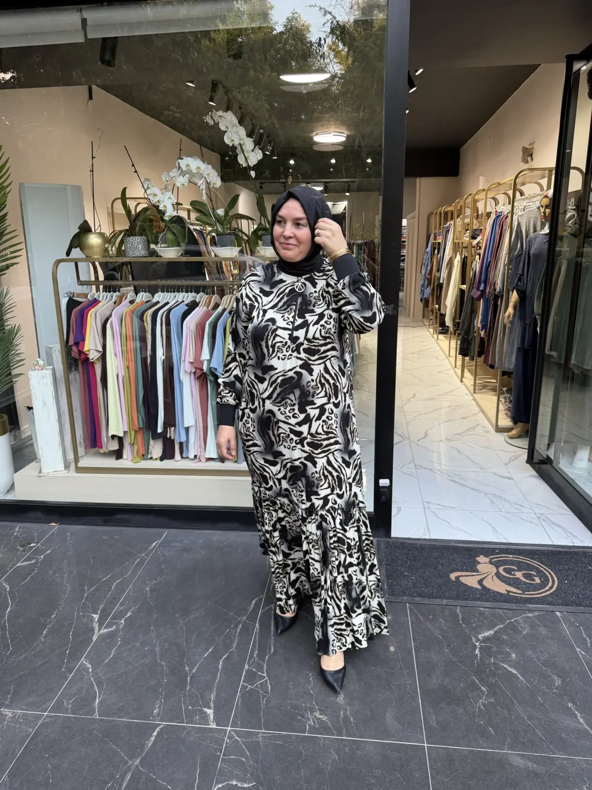 Ayşe Akay Zebra Desenli Elbise