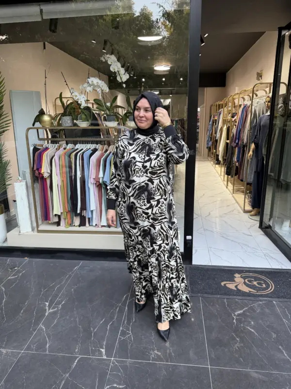 Ayşe Akay Zebra Desenli Elbise