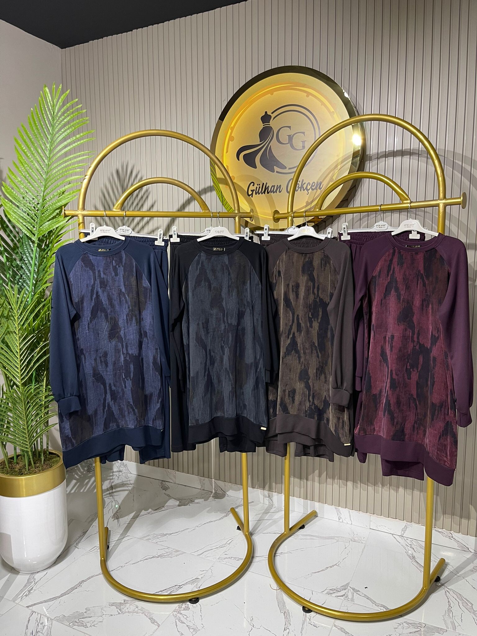 Ayşe Akay İpek Cupra Kumaş Desenli İkili Takım