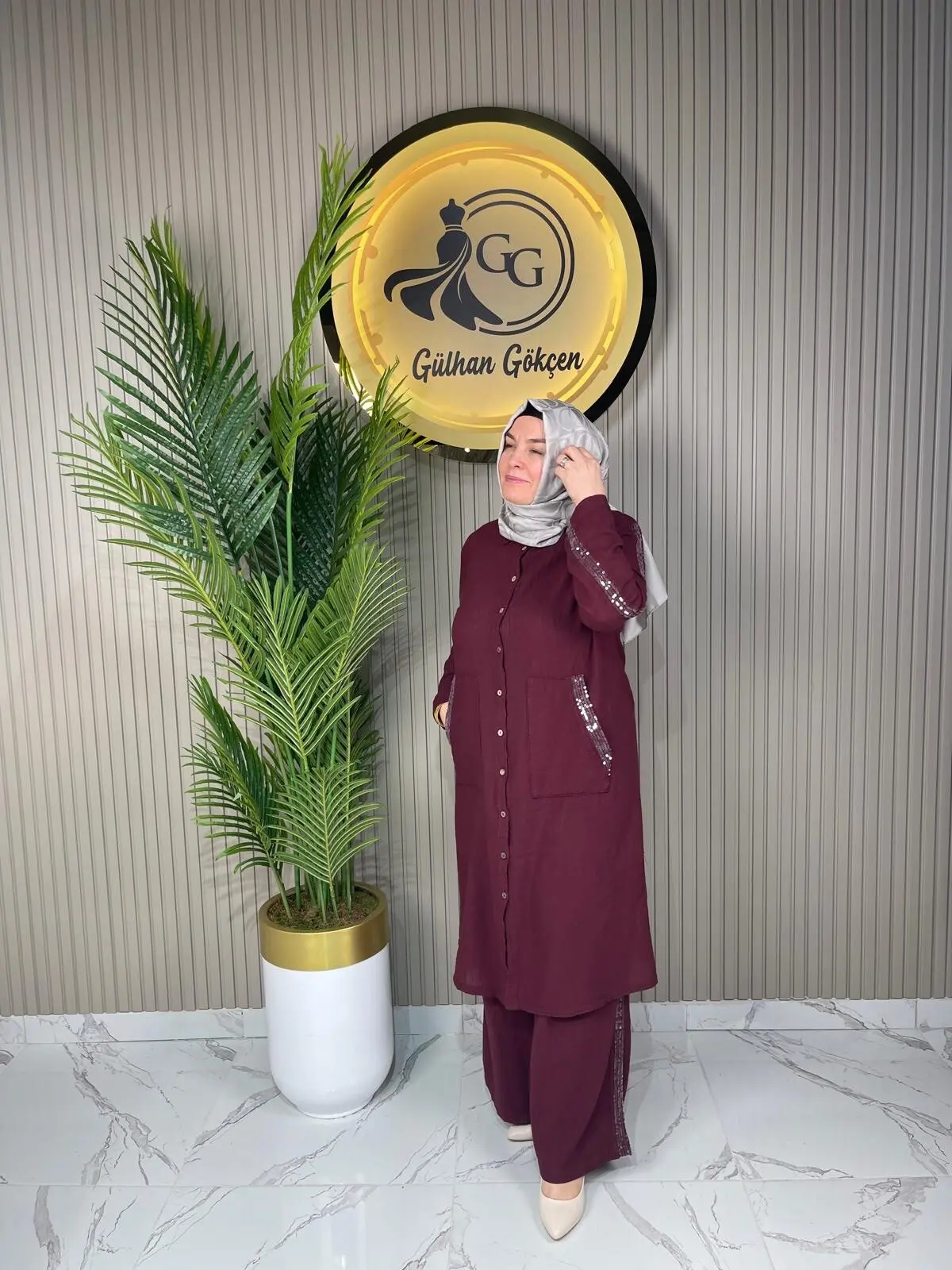 Gülhan Gökçen Pullu Keten Takım