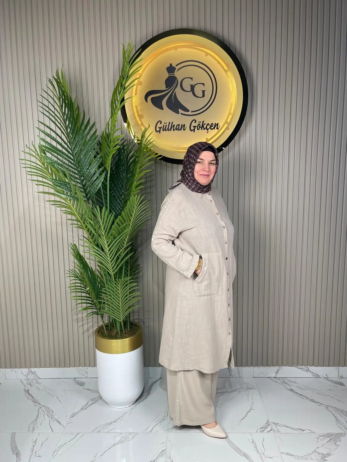Gülhan Gökçen Pullu Keten Takım