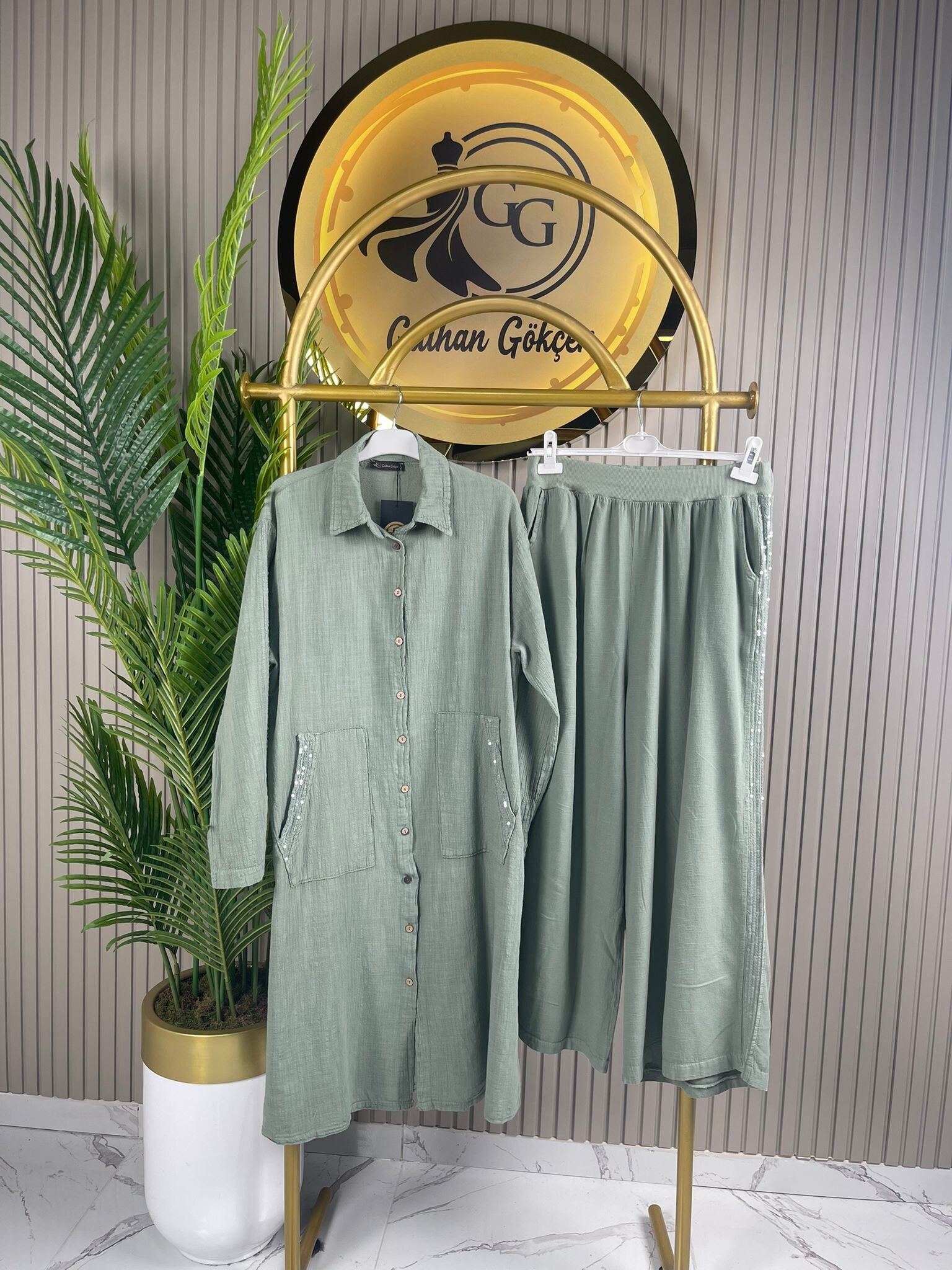 Gülhan Gökçen Pullu Keten Takım