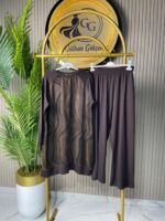 Ayşe Akay Pantolonlu İpek Cupra Dalga Desenli İkili Takım