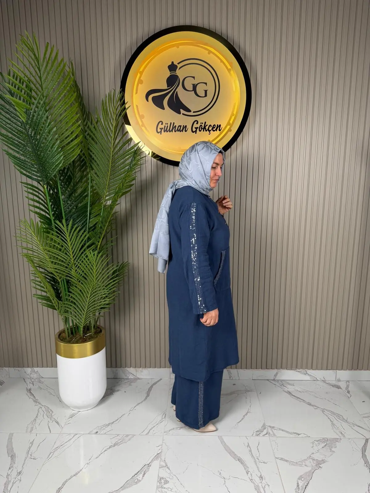 Gülhan Gökçen Pullu Keten Takım