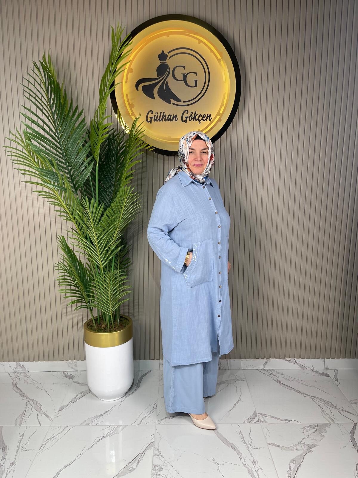 Gülhan Gökçen Pullu Keten Takım