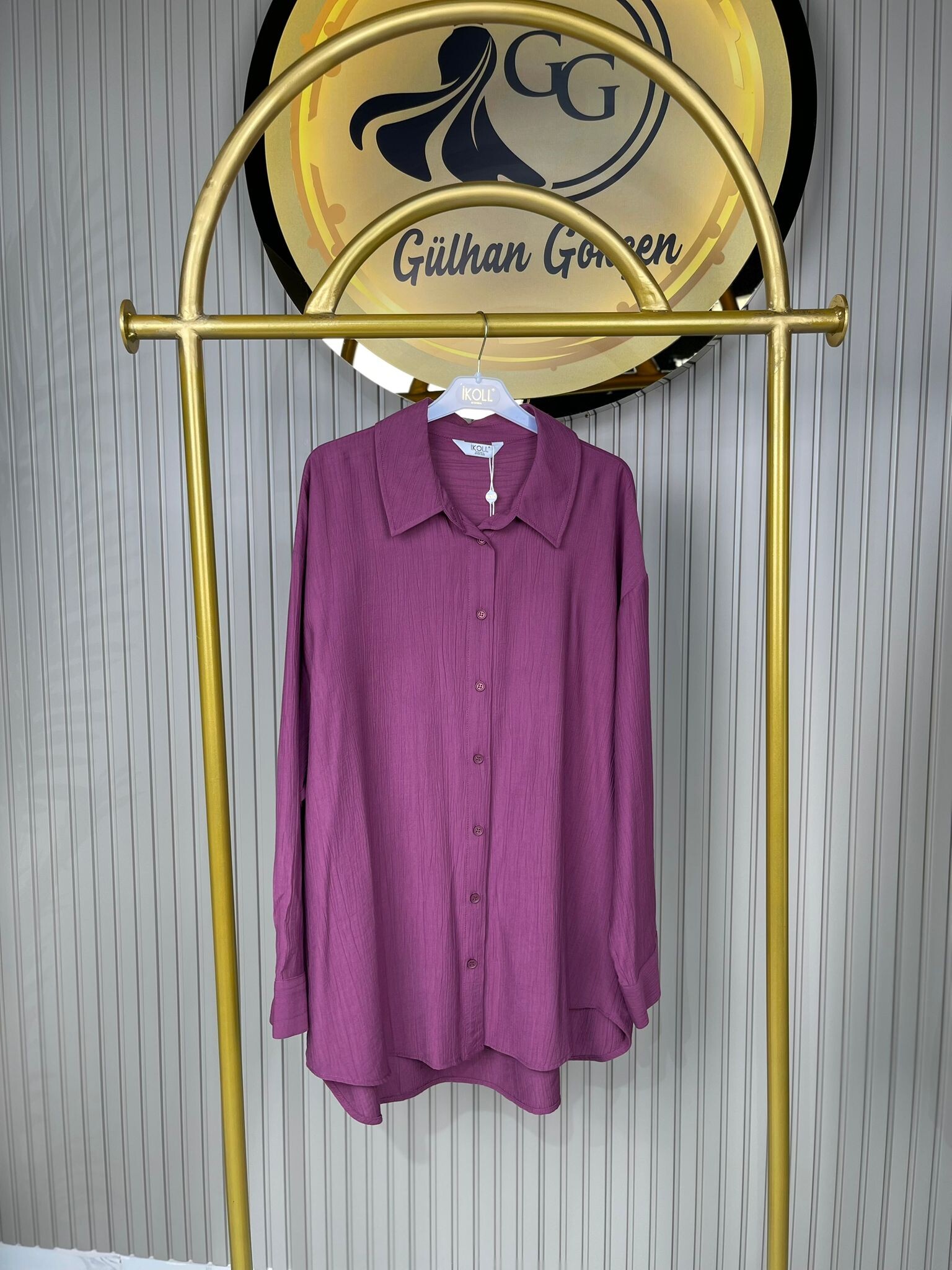 36470 İkoll Keten Görünümlü Pamuklu Kadın Gömlek