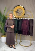 Ayşe Akay Etekli Dalga Desenli İpek Cupra Takım