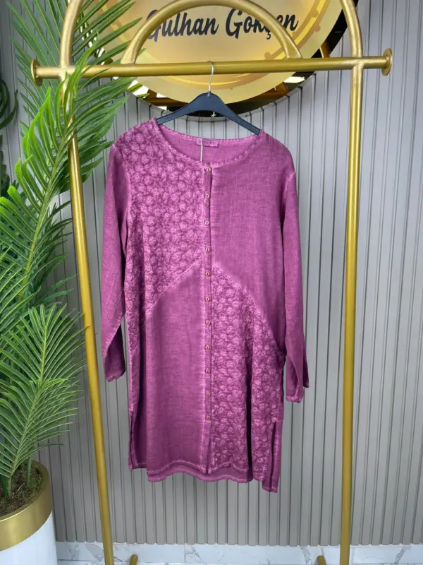 Otantik Kumaş Mor Tunik
