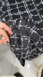 Taşğınar Yandan Cepli Kare Desen Viskon Kap