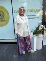 Üçgen Desen Viskon Pantolon