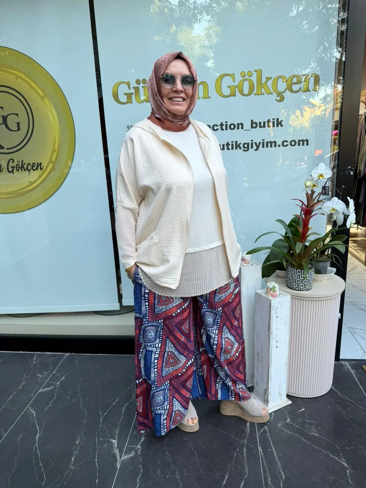 Üçgen Desen Viskon Pantolon