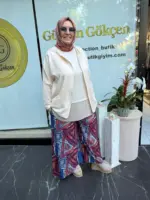 Üçgen Desen Viskon Pantolon