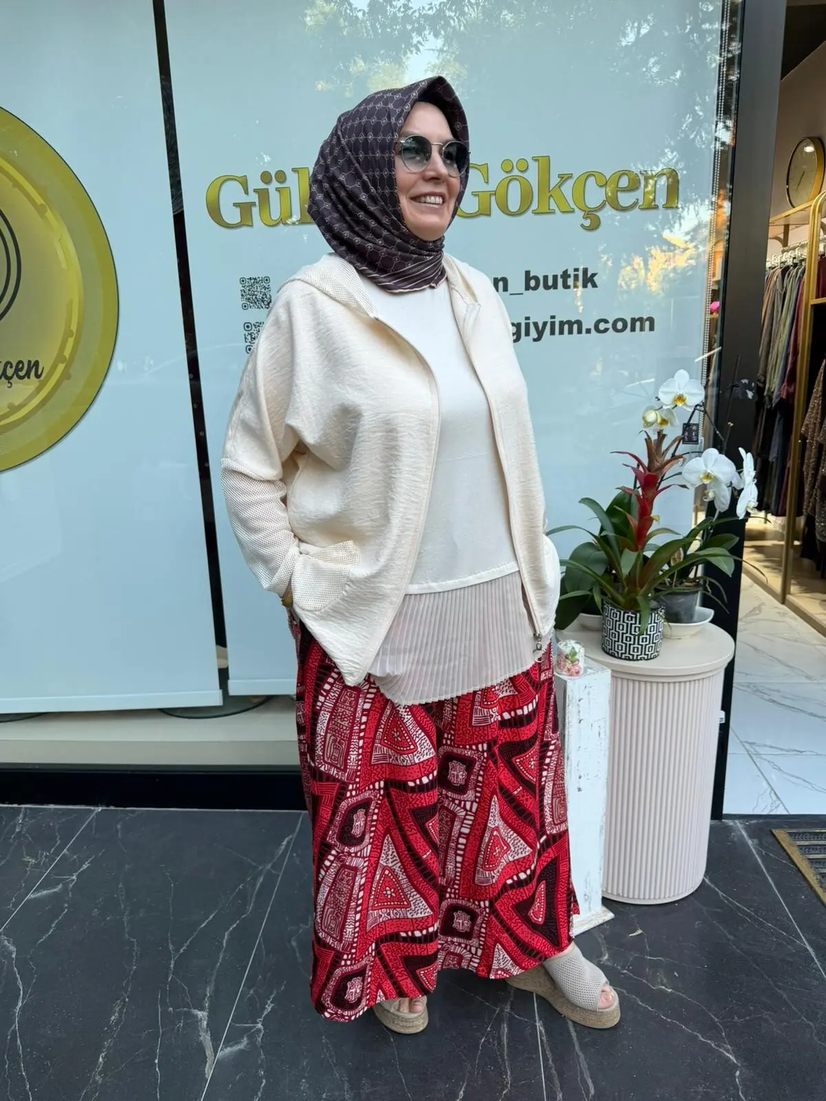 Üçgen Desen Viskon Pantolon