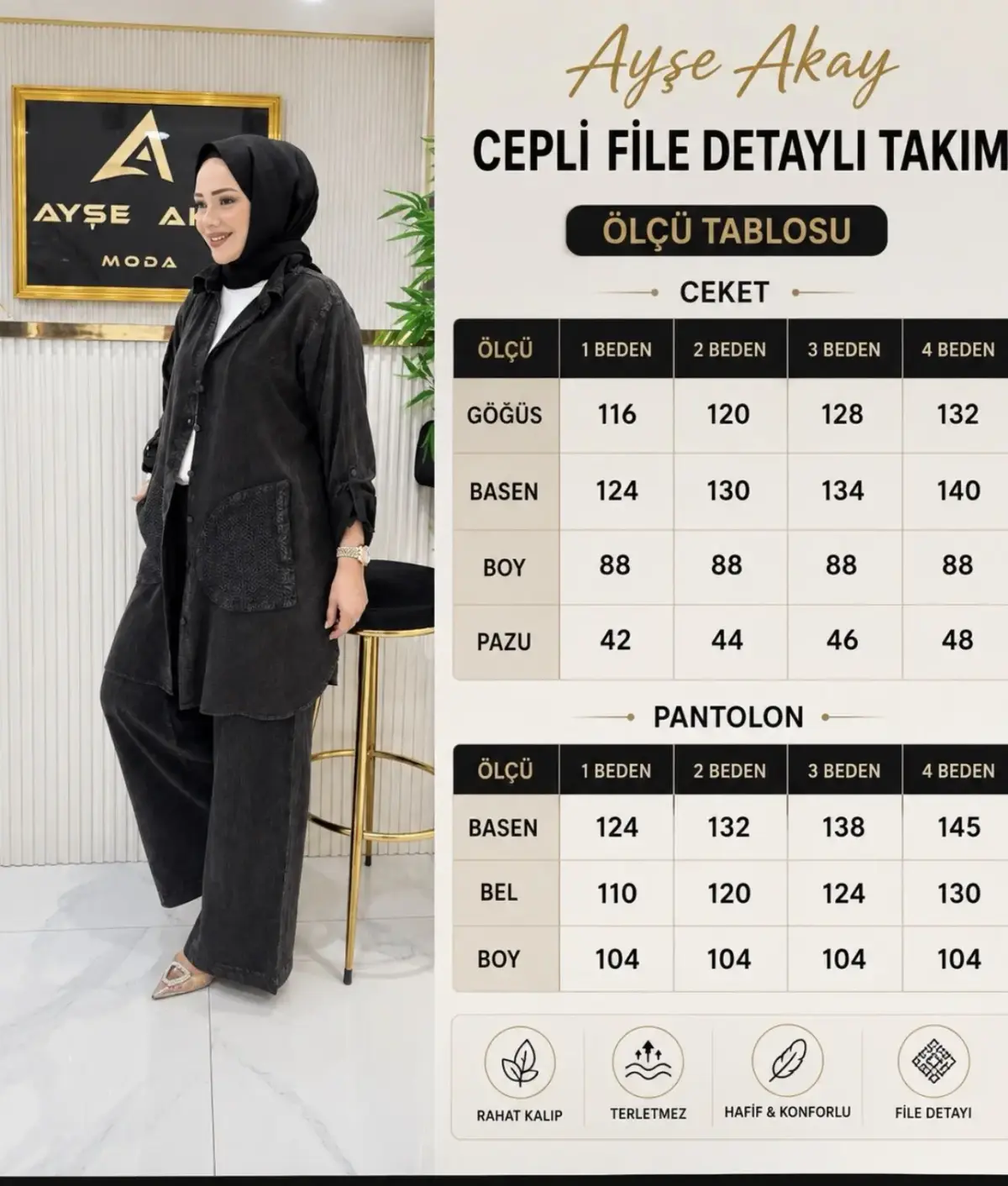 CEPLERİ FİLE DETAYLI İNCE KOT 2'Lİ TAKIM