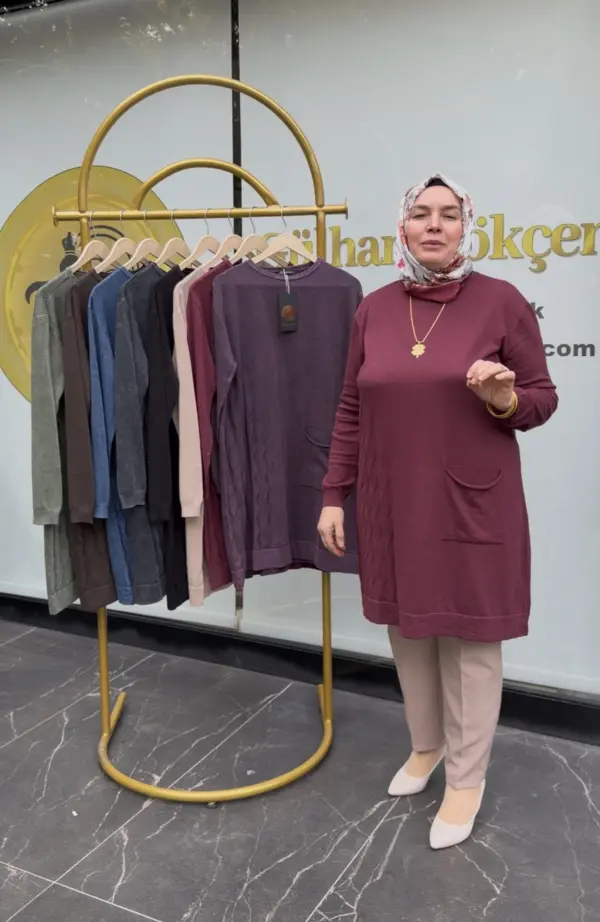 % 100 pamuk yıkamalı triko tunik